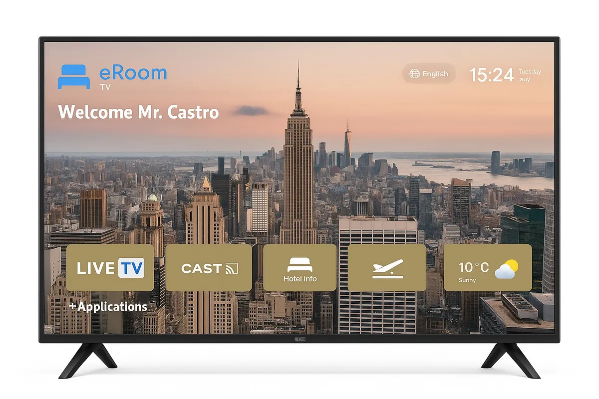 Guest watching eRoom TV in their room